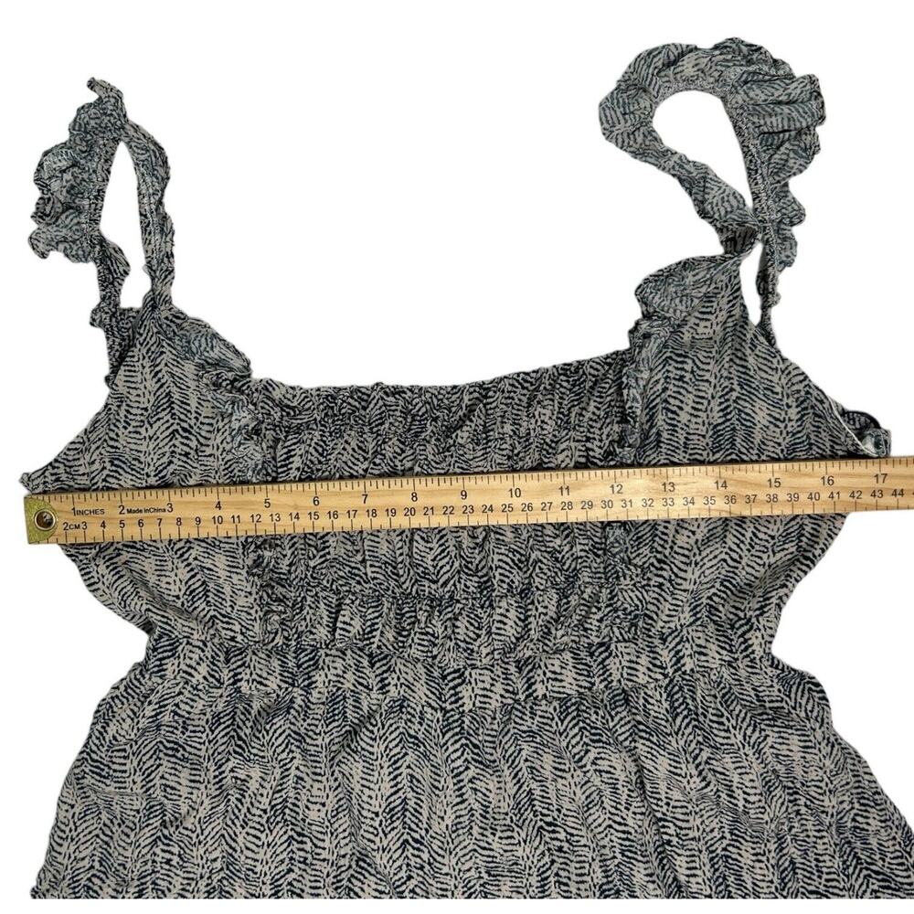 Anthropologie Mable Romper Size L Black Cream Smocked Ruffle Strap Open Back Bow - Picture 8 of 14